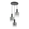 Dar Lighting Dar - Savannah 3 Light Cluster Pendant Matt Black and Smoked Glass