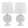 Laura Ashley Laura Ashley Artichoke - White Table Lamp With Shade (Twin Pack)