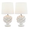 Laura Ashley Laura Ashley Artichoke - White Table Lamp With Shade (Twin Pack)