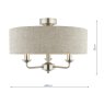 Laura Ashley Laura Ashley - Sorrento 3 Light Semi-Flush Satin Nickel and Natural Shade