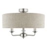 Laura Ashley Laura Ashley - Sorrento 3 Light Semi-Flush Satin Nickel and Natural Shade