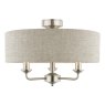Laura Ashley Laura Ashley - Sorrento 3 Light Semi-Flush Satin Nickel and Natural Shade