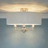 Laura Ashley Laura Ashley - Sorrento 3 Light Semi-Flush Satin Nickel and Natural Shade