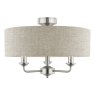 Laura Ashley Lighting Laura Ashley - Sorrento 3 Light Semi-Flush Satin Nickel and Natural Shade