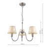 Laura Ashley Laura Ashley - Westbourne 3 Light Armed Pendant Polished Pewter With Shade