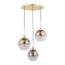 Dar Lighting Dar - Lycia 3 Light Cluster Pendant Gold Mirror Ombre Glass