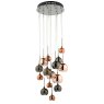 Dar Lighting Dar - Aurelia 15lt Cluster Pendant Black Chrome Copper/Bronze Glass