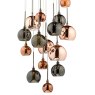 Dar Lighting Dar - Aurelia 15lt Cluster Pendant Black Chrome Copper/Bronze Glass