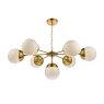 Dar Lighting Dar - Bombazine 7 Light Pendant Natural Brass White Opal Glass