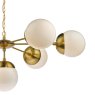 Dar Lighting Dar - Bombazine 7 Light Pendant Natural Brass White Opal Glass