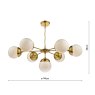 Dar Lighting Dar - Bombazine 7 Light Pendant Natural Brass White Opal Glass