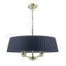 Dar Lighting Dar - Cristin 4 Light Pendant Satin Brass With Navy Shade