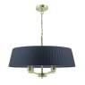 Dar Lighting Dar - Cristin 4 Light Pendant Satin Brass With Navy Shade