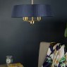 Dar Lighting Dar - Cristin 4 Light Pendant Satin Brass With Navy Shade