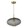 Dar Lighting Dar - Edmond 1 Light Pendant Smoked Glass Antique Brass Detail