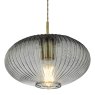 Dar Lighting Dar - Edmond 1 Light Pendant Smoked Glass Antique Brass Detail