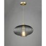 Dar Lighting Dar - Edmond 1 Light Pendant Smoked Glass Antique Brass Detail