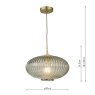 Dar Lighting Dar - Edmond 1 Light Pendant Smoked Glass Antique Brass Detail