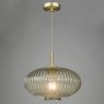 Dar Lighting Dar - Edmond 1 Light Pendant Smoked Glass Antique Brass Detail