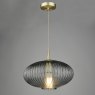 Dar Lighting Dar - Edmond 1 Light Pendant Smoked Glass Antique Brass Detail