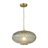 Dar Lighting Dar - Edmond 1 Light Pendant Smoked Glass Antique Brass Detail