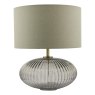 Dar Lighting Dar - Edmond Table Lamp Smoked Glass Antique Brass Detail With Shade