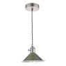 Dar Lighting Dar - Hadano 1 Light Pendant Antique Chrome With Olive Green Shade