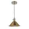 Dar Lighting Dar - Hadano Pendant Antique Chrome With Aged Brass Shade