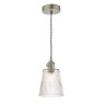 Dar Lighting Dar - Hadano Pendant Antique Chrome With Ribbed Glass Shade