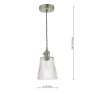 Dar Lighting Dar - Hadano Pendant Antique Chrome With Ribbed Glass Shade