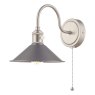 Dar Lighting Dar - Hadano Wall Light Antique Chrome With Antique Pewter Shade