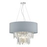 Dar Lighting Dar - Halle 6 Light Pendant Grey Shade Crystal