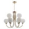 Dar Lighting Dar - Indra Opal Glass Globe 9 Light Pendant Natural Brass
