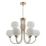 Dar Lighting Dar - Indra Opal Glass Globe 9 Light Pendant Natural Brass