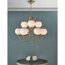 Dar Lighting Dar - Indra Opal Glass Globe 9 Light Pendant Natural Brass