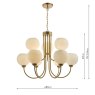 Dar Lighting Dar - Indra Opal Glass Globe 9 Light Pendant Natural Brass