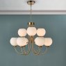 Dar Lighting Dar - Indra Opal Glass Globe 9 Light Pendant Natural Brass