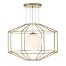 Dar Lighting Dar - Izmir 1 Light Pendant Hexagonal Old Gold Frame Opal Glass