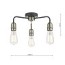 Dar Lighting Dar - Kiefer 3 Light Flush Black & Antique Brass