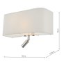 Dar Lighting Dar - Ronda 3 Light Wall Light Ivory With LED Reading Light