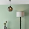 Dar Lighting Dar - Soren 1 Light Pendant Black And Smoked Textured Glass
