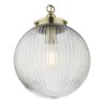 Dar Lighting Dar - Tamara 1 Light Single Pendant Antique Brass Ribbed Glass