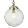 Dar Lighting Dar - Tamara 1 Light Single Pendant Antique Brass Ribbed Glass