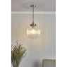 Dar Lighting Dar - Tamara 1 Light Single Pendant Antique Brass Ribbed Glass