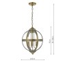 Dar Lighting Dar - Vanessa 3 Light Pendant Antique Brass And Clear