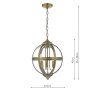 Dar Lighting Dar - Vanessa 3 Light Pendant Antique Brass And Clear