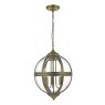 Dar Lighting Dar - Vanessa 3 Light Pendant Antique Brass And Clear