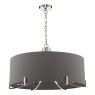 Dar Lighting Dar - Veyron 6 Light Pendant Polished Nickel With Grey Shade