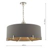 Dar Lighting Dar - Veyron 6 Light Pendant Polished Nickel With Grey Shade