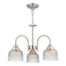 Dar Lighting Dar - Wharfdale 3 Light Pendant Satin Chrome Copper Textured Glass